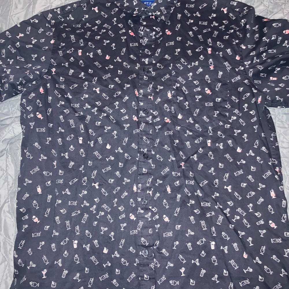 Black and White Drink Patterned Men's Shirt